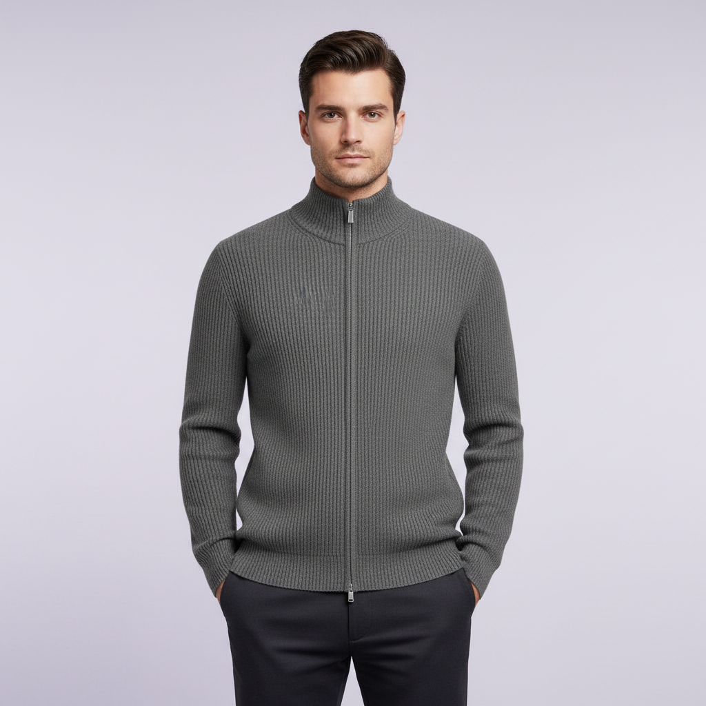 Slim Fit Cardigan | Cardigan til Herre med Lynlås