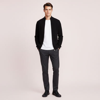 Slim Fit Cardigan | Cardigan til Herre med Lynlås