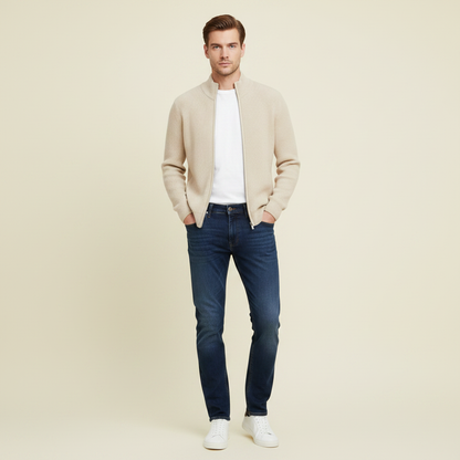 Slim Fit Cardigan | Cardigan til Herre med Lynlås