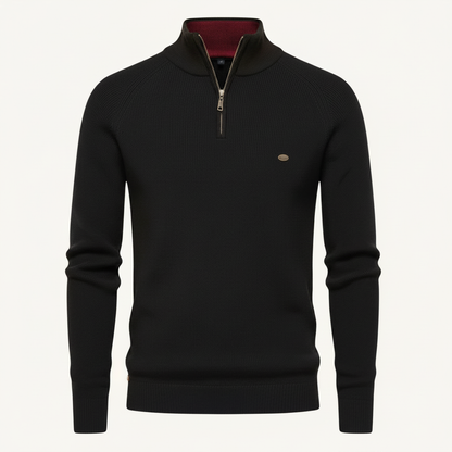 Strikket Herretrøje med Halv Lynlås | Slim Fit Mode