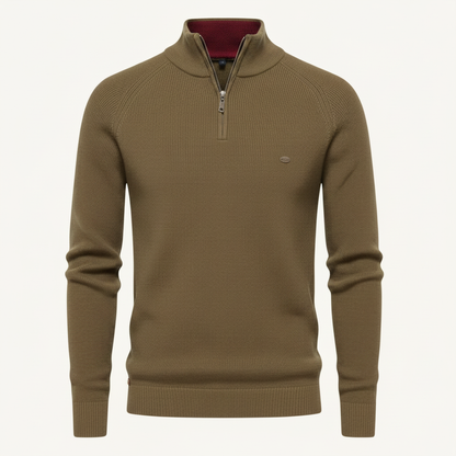 Strikket Herretrøje med Halv Lynlås | Slim Fit Mode