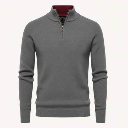 Strikket Herretrøje med Halv Lynlås | Slim Fit Mode