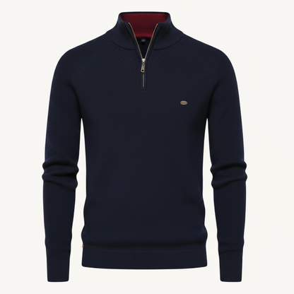 Strikket Herretrøje med Halv Lynlås | Slim Fit Mode