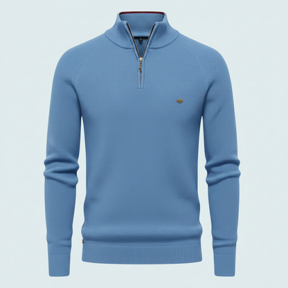 Strikket Herretrøje med Halv Lynlås | Slim Fit Mode